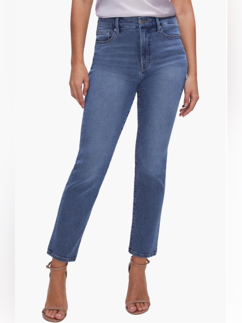 Good American Good Legs Straight Leg Jeans Medium Wash – Size 6/28